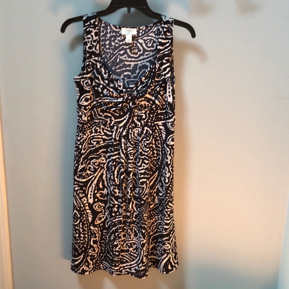 LOFT Petite Navy Blue & White Dress